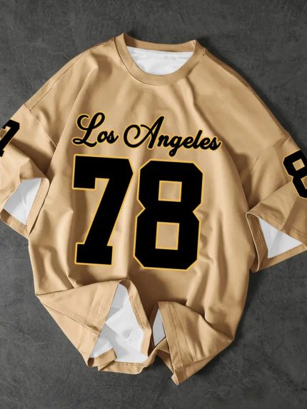 Men'S Los Angeles 78 Print T-Shirt - Casual Athletic Style, Comfortable Round Neck Short Sleeve Tee, Breathable Fabric, Perfect for Summer Wear, Everyday Tshirt | Sporty Design | Comfortable Fit