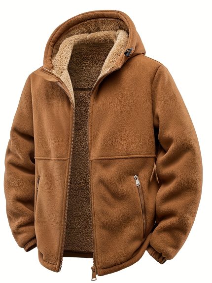 Men's Heavy-Duty Winter Jacket with Hood & Plush Fleece