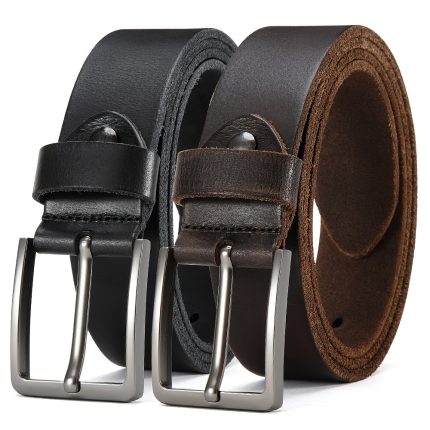 Vintage Leather Belt 2pcs Vintage-Inspired Men's Leather Belts