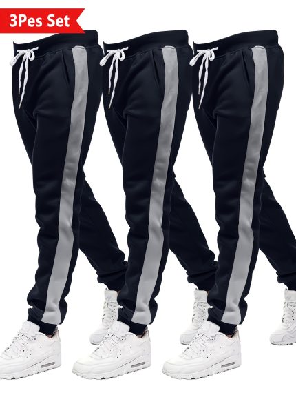 3 Counts Men'S Sweatpants Casual Loose Sports Casual Stitching Trousers