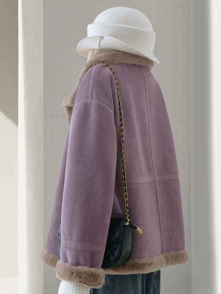 2025 Autumn Winter New Korean Style Relaxed Purple Jacket for Women