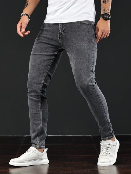 Men'S Grey Skinny Faux Denim with a Slim Fit