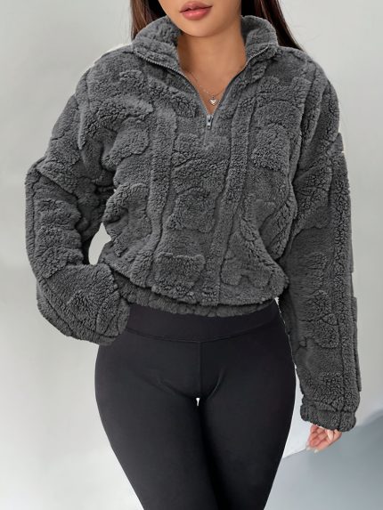 SPECHIR Women's Elegant High-Neck Zip-Up Sweatshirt