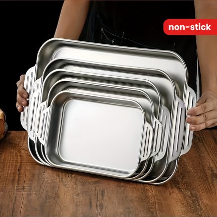 3pcs set of stainless steel baking pans with handles