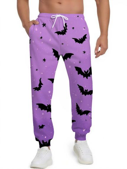 Men'S 3D Printed Gothic Bat Wing Joggers