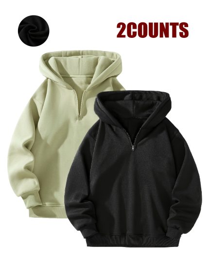 2pcs Couple's Hoodies 2pcs Cozy Couple's Matching Hooded Sweatshirts