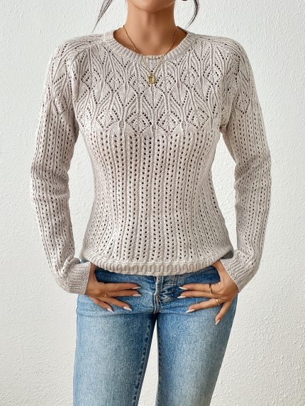 Everyday Comfort Women'S Elegant Hollow-Out Sweater