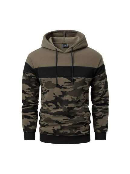 Men'S Military Camo Patchwork Hoodie