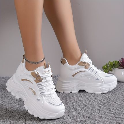 Women's Solid Color Mesh Sneakers