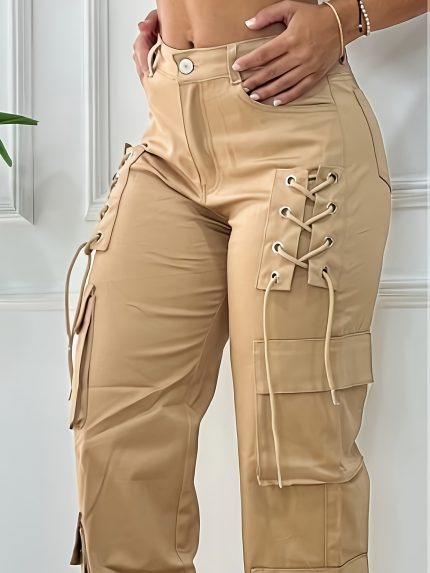 New Casual Trendy Cargo Pants with Multiple Belted Side-Pockets for Women