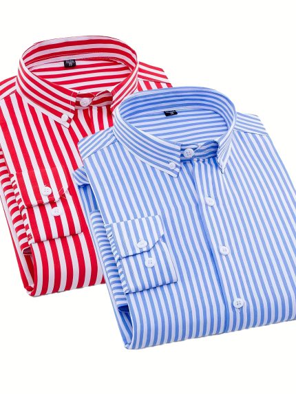 1+1 Men's Fashion Striped Long Sleeve Shirt