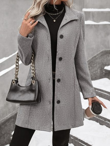 Women's Gray Trench Coat Women's Elegant Casual Gray Trench Coat
