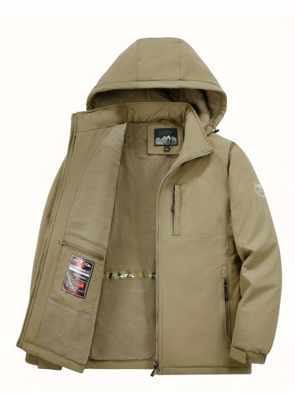 Men's Winter Jacket with Hood & Fleece